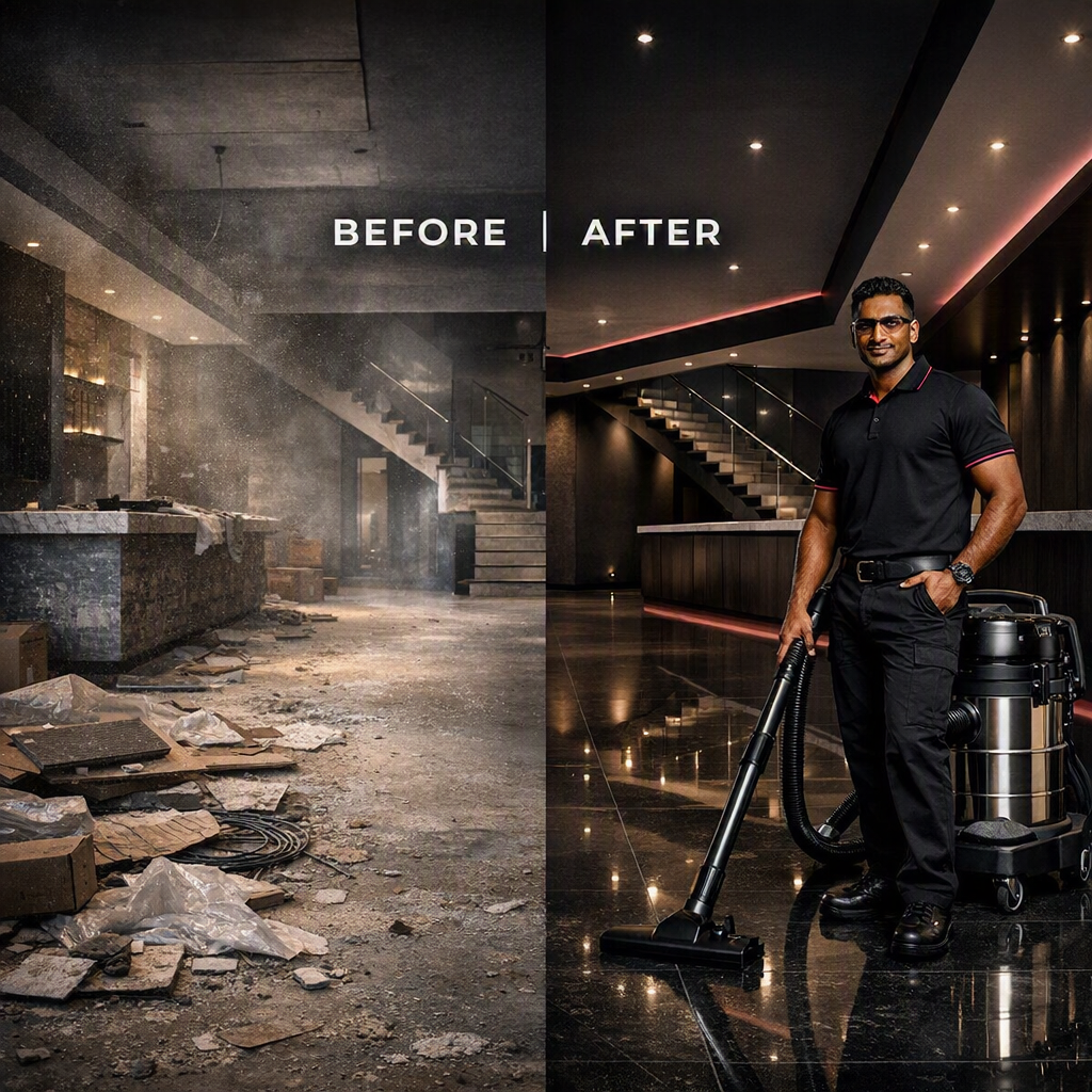 Before and after construction site clean