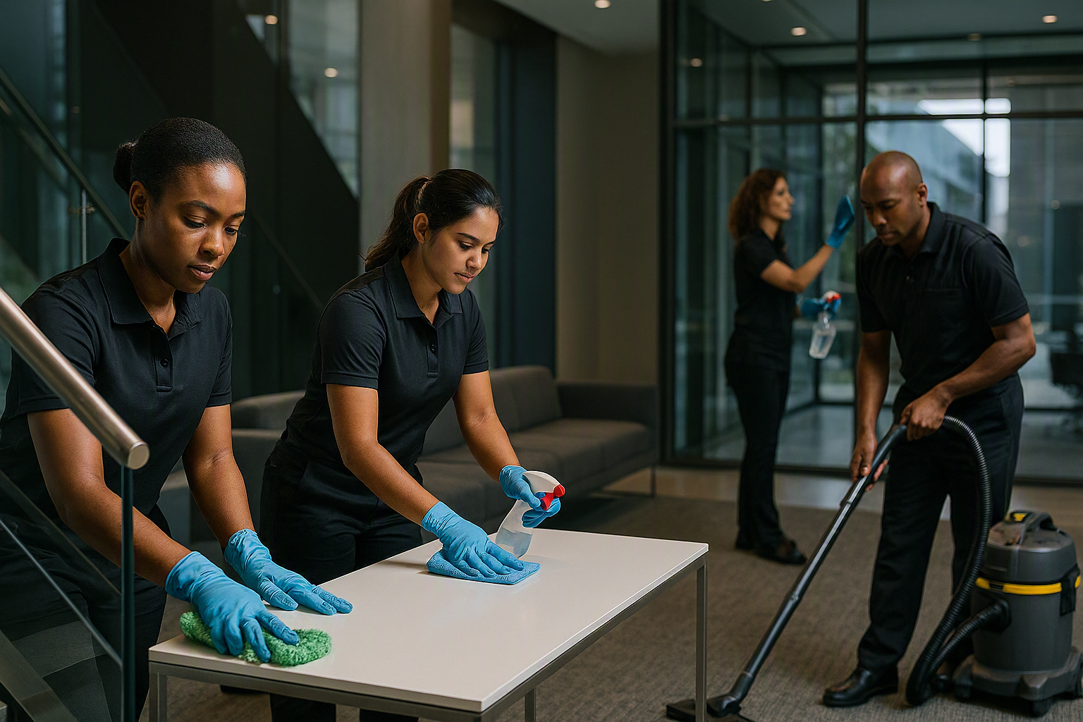 ProClean Experts uniformed team delivering professional cleaning on site